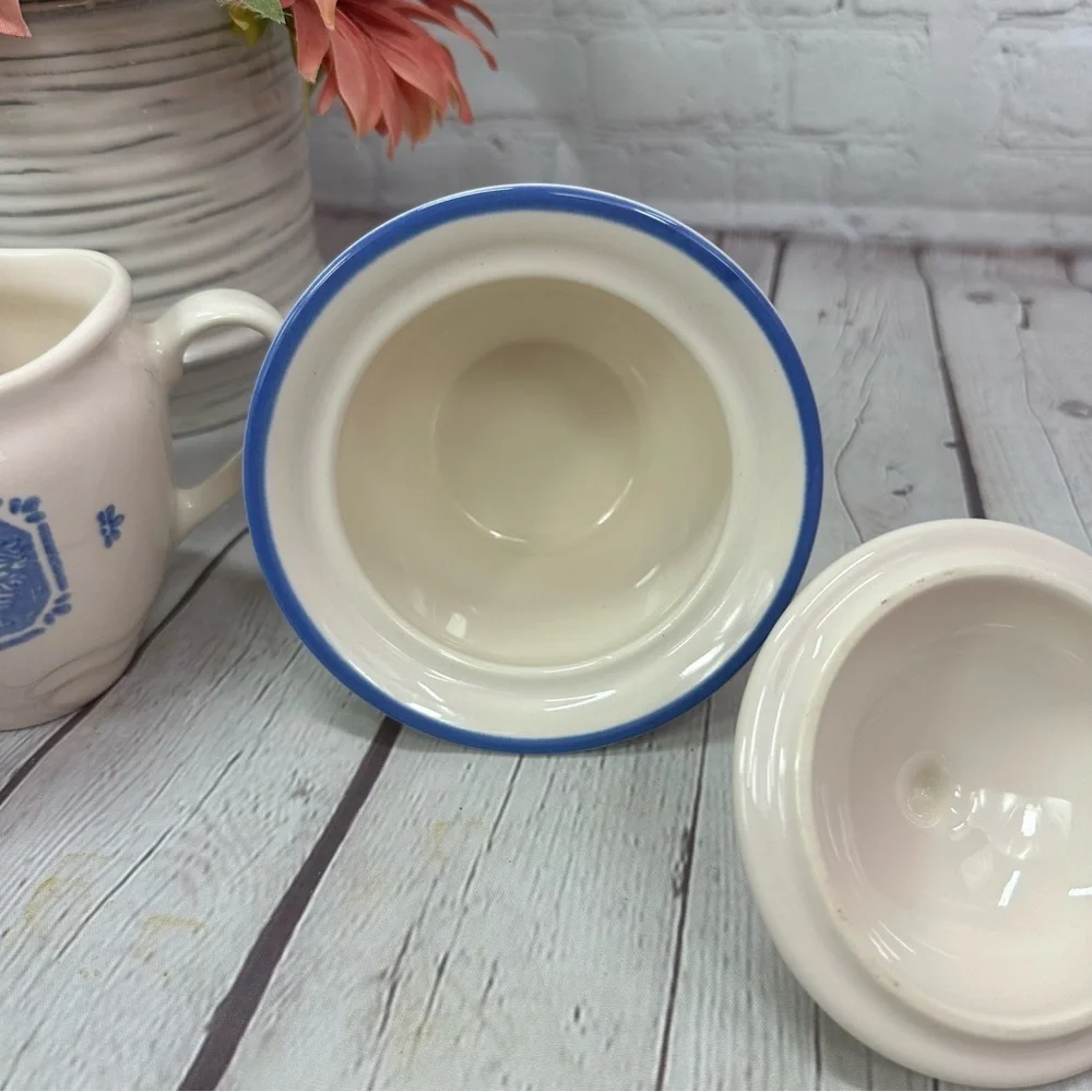 vintage Maison Blue by Pfaltzgraff Cream and Sugar Set countryside cottage
